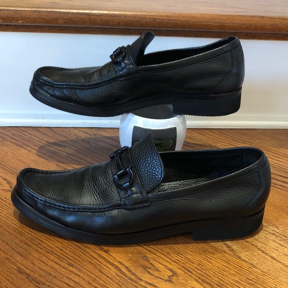 SALVATORE FERRAGAMO Men’s Black Gancini Buckle Loafer Dress Shoes Size 11
